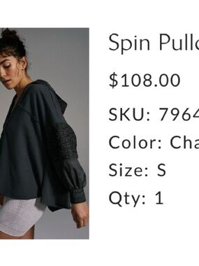 Free People Movement: Spin Pull Over in Charcoal Size Small